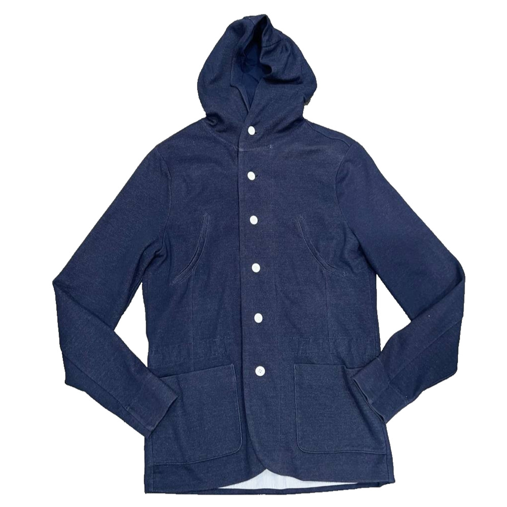 Reiss Hoody Cardigan jacket cotton button down in Navy Medium A004147